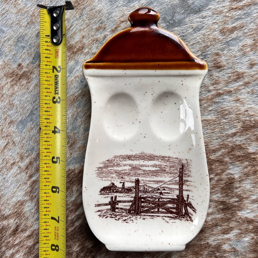 Vintage 1980 Enesco Sky & Plains double Spoon Rest